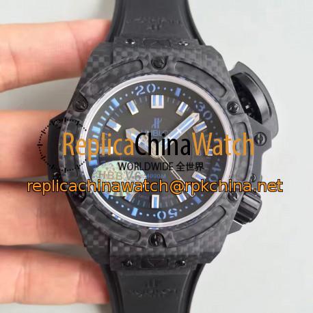 Replica Hublot Big Bang King Power Musee Oceanographique Monaco 731.QX.1140.RX HBB V6 Carbon Fiber Black Dial Swiss 7750