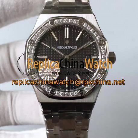 Replica Audemars Piguet Royal Oak 15400 ZX Stainless Steel & Diamonds Black Dial Swiss 3120