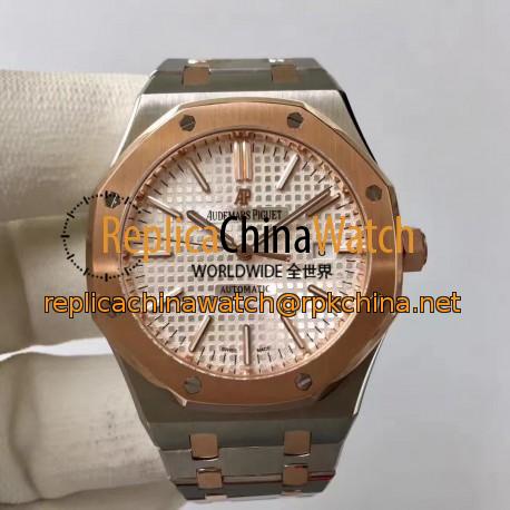 Replica Audemars Piguet Royal Oak 15400 JF Stainless Steel & Rose Gold Silver Dial Swiss 3120