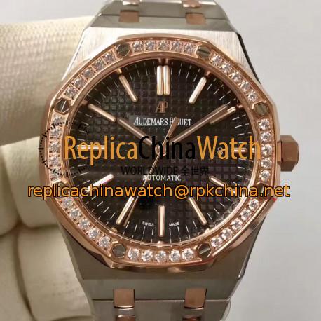 Replica Audemars Piguet Royal Oak 15400 JF Stainless Steel & Diamonds Black Dial Swiss 3120