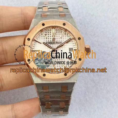 Replica Audemars Piguet Royal Oak 15450 JF Stainless Steel & Rose Gold Silver Dial Swiss 3120