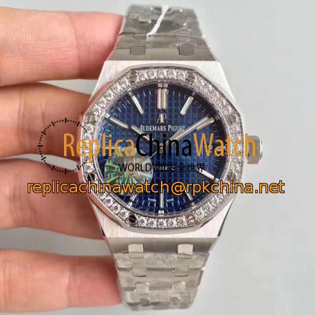 Replica Audemars Piguet Royal Oak 15450 JF Stainless Steel & Diamonds Blue Dial Swiss 3120