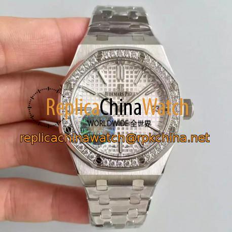 Replica Audemars Piguet Royal Oak 15450 JF Stanless Steel & Diamonds Silver Dial Swiss 3120