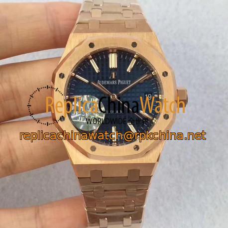 Replica Audemars Piguet Royal Oak 15450 JF Rose Gold Blue Dial Swiss 3120