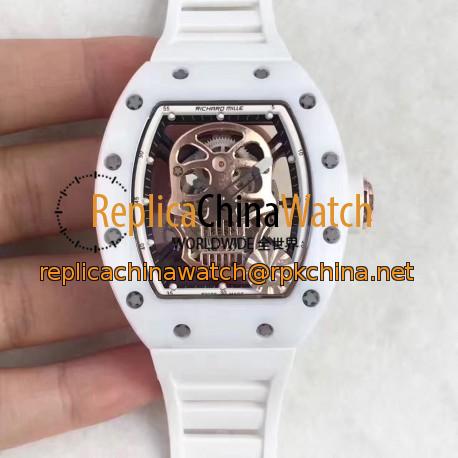 Replica Richard Mille RM052 KV White Ceramic Gold Skull Dial M6T51