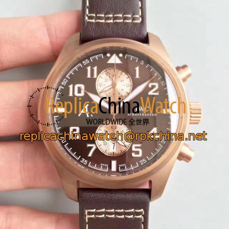 Replica IWC Pilot Last Flight Chronograph IW388005 ZF Brown Ceramic Brown Dial Swiss 7750