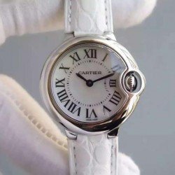 Replica Cartier Ballon Bleu 28MM Ladies Stainless Steel White Dial Swiss Ronda Quartz