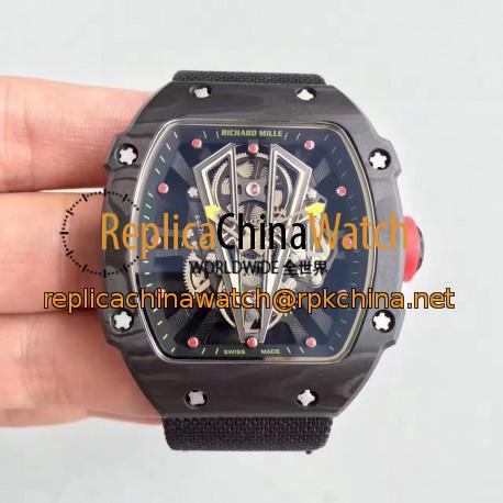 Replica Richard Mille RM27-03 Rafael Nadal KL Forged Carbon Black Skeleton Dial M9015