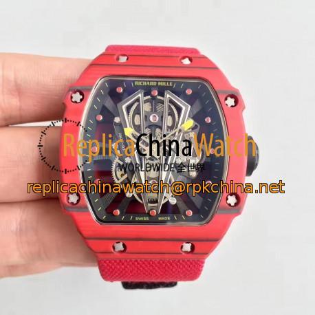 Replica Richard Mille RM27-03 Rafael Nadal KL Red Forged Carbon Black Skeleton Dial M9015