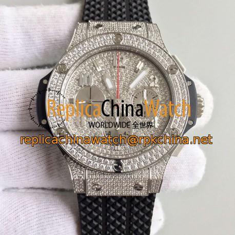 Replica Hublot Big Bang Steel Full Pave 341.SX.9010.RX.1704 JF Stainless Steel & Diamonds Diamond Dial Swiss HUB4100