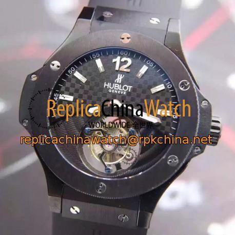 Replica Hublot Big Bang Tourbillon Solo Bang Ceramic 305.CM.134.RX JF Ceramic Carbon Fiber Dial Swiss Tourbillon