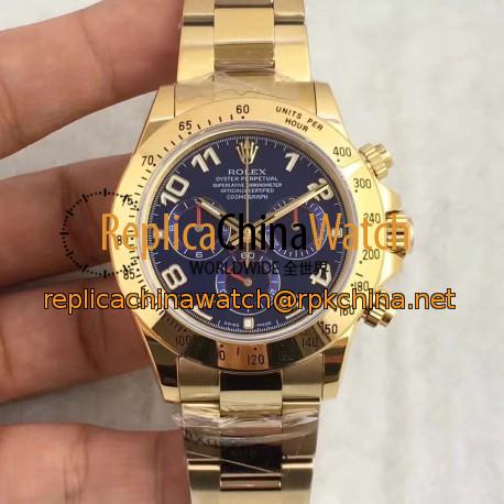 Replica Rolex Daytona Cosmograph 116508 JH Yellow Gold Blue Dial Swiss 4130 Run 6@SEC