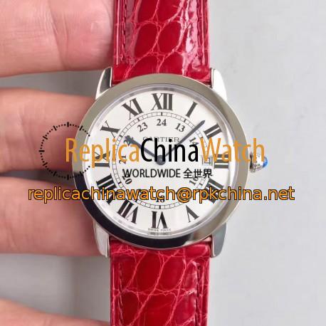 Replica Ronde Solo De Cartier Ladies W6700255 36MM K11 Stainless Steel White Dial Swiss Quartz