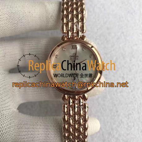 Replica Omega De Ville Dewdrop 424.50.33.20.05.002 XF Rose Gold Mother Of Pearl Dial Swiss 8521