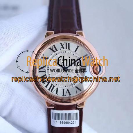 Replica Ballon Bleu De Cartier Ladies 36MM W6900456 V9 Rose Gold Silver Dial Swiss 2688-2