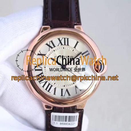 Replica Ballon Bleu De Cartier 42MM WGBB0017 V9 Rose Gold Silver Dial Swiss 2688-2