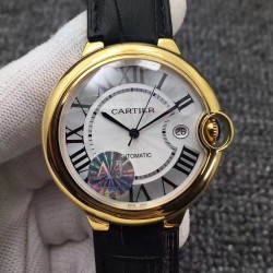 Replica Ballon Bleu De Cartier 42MM W6900551 AJ Yellow Gold Silver Dial Swiss 2824-2