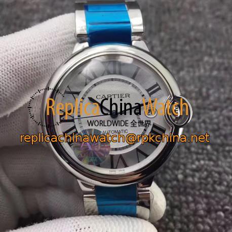 Replica Ballon Bleu De Cartier 42MM W69012Z4 AJ Stainless Steel Silver Dial Swiss 2824-2