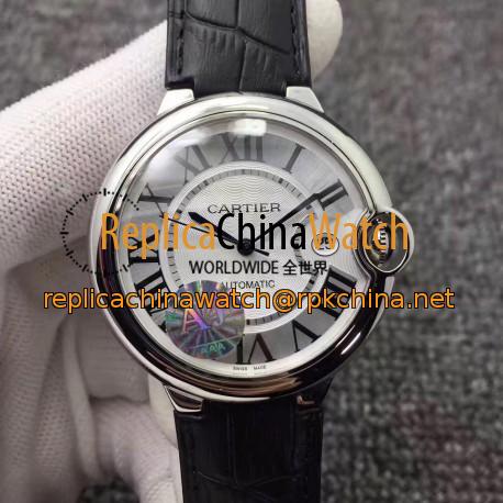 Replica Ballon Bleu De Cartier 42MM W6901351 AJ Stainless Steel Silver Dial Swiss 2824-2