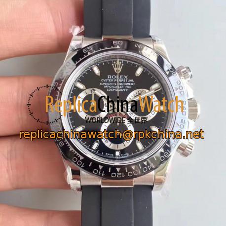 Replica Rolex Daytona Cosmograph 116519LN JH Stainless Steel Black Dial Swiss 4130 Run 6@SEC