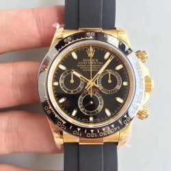 Replica Rolex Daytona Cosmograph 116518LN JH Yellow Gold Black Dial Swiss 4130 Run 6@SEC