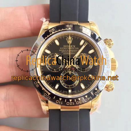 Replica Rolex Daytona Cosmograph 116518LN JH Yellow Gold Black Dial Swiss 4130 Run 6@SEC