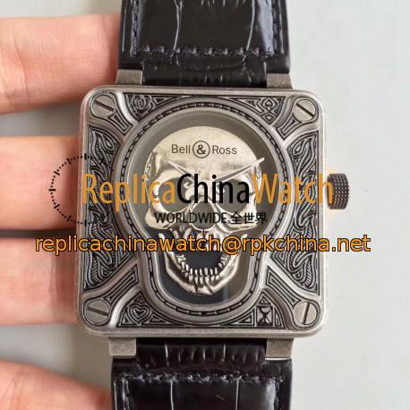 Replica Bell & Ross BR 01 Burning Skull N Stainless Steel Black Dial M9015