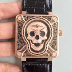 Replica Bell & Ross BR 01 Skull Bronze N Bronze Black Dial M9015