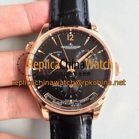 Replica Jaeger-LeCoultre Master Geographic Gold 1422521 BF Rose Gold Black Dial Swiss Caliber 939A/1