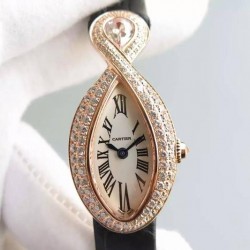 Replica Cartier Baignoire Rose Gold White Dial Swiss Ronda Quartz