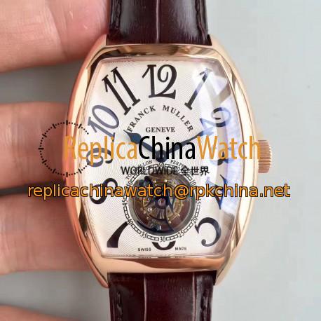 Replica Franck Muller Cintree Curvex Imperial Tourbillon 8880 T LH Rose Gold White Dial Swiss Tourbillon