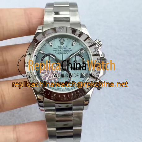 Replica Rolex Daytona Cosmograph 116506 JF Stainless Steel Ice Blue Dial Swiss 7750 Run 6@SEC