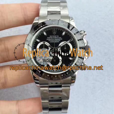 Replica Rolex Daytona Cosmograph 116500LN JF Stainless Steel Black Dial Swiss 7750 Run 6@SEC