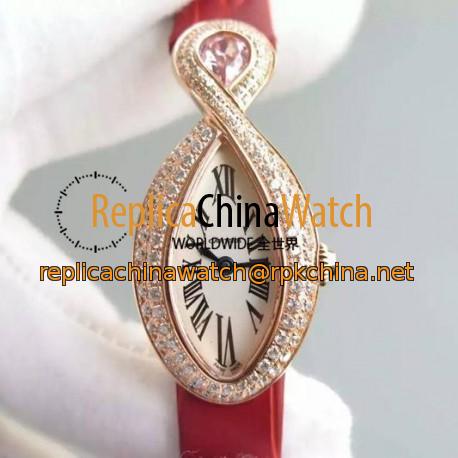 Replica Cartier Baignoire Rose Gold White Dial Swiss Ronda Quartz