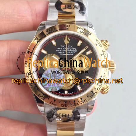 Replica Rolex Daytona Cosmograph 116503 JF Stainless Steel & Yellow Gold Black & Champagne Dial Swiss 7750 Run 6@SEC