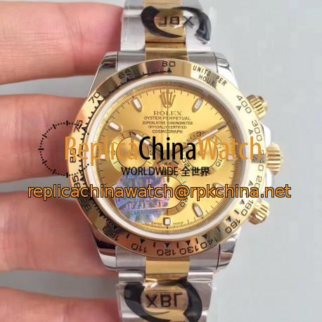 Replica Rolex Daytona Cosmograph 116503 JF Stainless Steel & Yellow Gold Champagne Dial Swiss 7750 Run 6@SEC