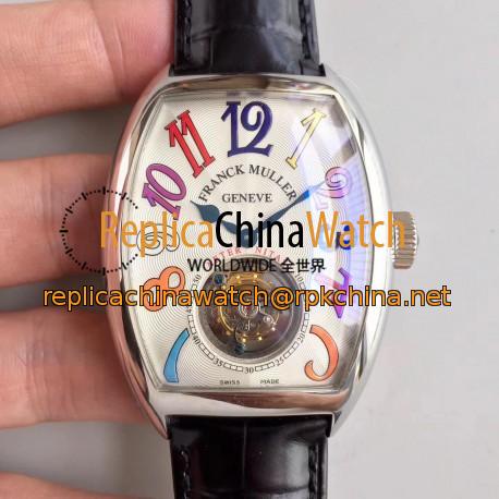 Replica Franck Muller Crazy Color Dreams Tourbillon 8880 LH Stainless Steel White Dial Swiss Tourbillon