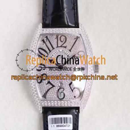 Replica Franck Muller 7880 SC DT ZX Stainless Steel & Diamonds Diamond Dial Swiss 2824-2