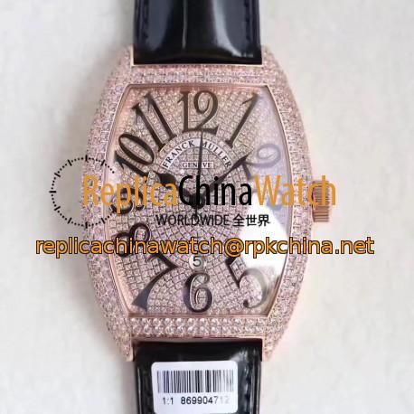 Replica Franck Muller 8880 SC DT ZX Rose Gold & Diamonds Diamond Dial Swiss 2824-2