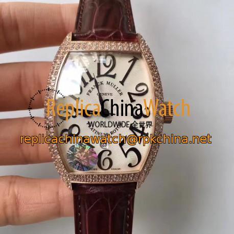 Replica Franck Muller 8880 SC DT Platinum Rotor ZX Rose Gold & Diamonds White Dial Swiss 2824-2