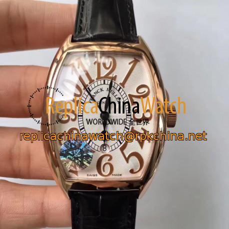 Replica Franck Muller Cintree Curvex 9880 SC DT REL ZX Rose Gold White Dial Swiss 2824-2