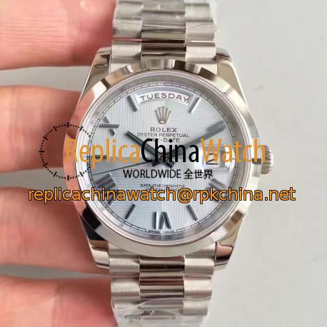 Replica Rolex Day-Date 40 228206 40MM N Stainless Steel Ice Blue Quadrant Dial Swiss 3255