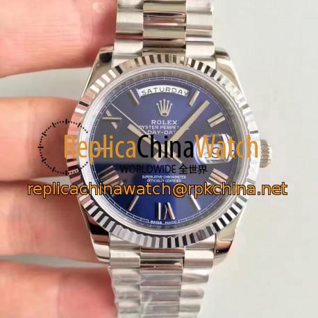 Replica Rolex Day-Date 40 228239 N Stainless Steel Blue Dial Swiss 3255