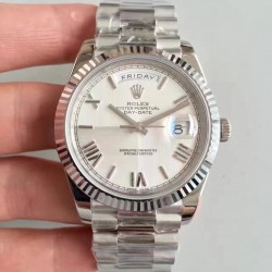 Replica Rolex Day-Date 40 228239 40MM N Stainless Steel Silver Quadrant Dial Swiss 3255