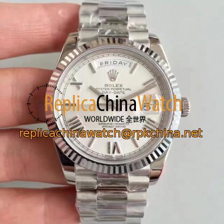 Replica Rolex Day-Date 40 228239 40MM N Stainless Steel Silver Quadrant Dial Swiss 3255