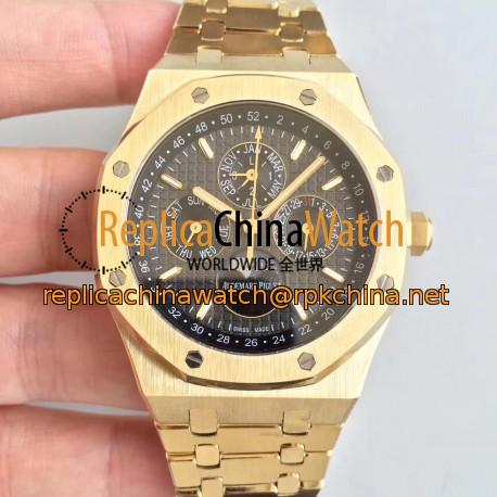 Replica Audemars Piguet Royal Oak Perpetual Calendar 41MM 26574BA.OO.1220BA.01 BF Yellow Gold Black Dial Swiss 5134