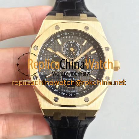 Replica Audemars Piguet Royal Oak Perpetual Calendar 41MM 26574BA.OO.1220BA.01 BF Yellow Gold Black Dial Swiss 5134