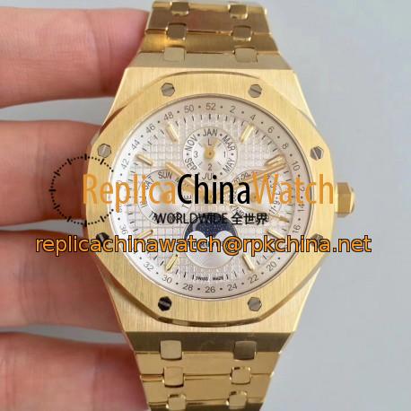 Replica Audemars Piguet Royal Oak Perpetual Calendar 41MM 26574BA.OO.1220BA.01 BF Yellow Gold Silver Dial Swiss 5134