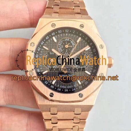 Replica Audemars Piguet Royal Oak Perpetual Calendar 41MM 26574OR.OO.1220OR.01 BF Rose Gold Black Dial Swiss 5134