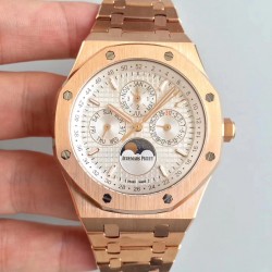 Replica Audemars Piguet Royal Oak Perpetual Calendar 41MM 26574OR.OO.1220OR.01 BF Rose Gold Silver Dial Swiss 5134